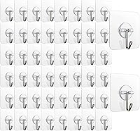 Vista 1 de Paquete de 150 ganchos adhesivos de pared de 24 libras (máx.), ganchos autoadhesivos resistentes, transparentes, reutilizables, ganchos de pared