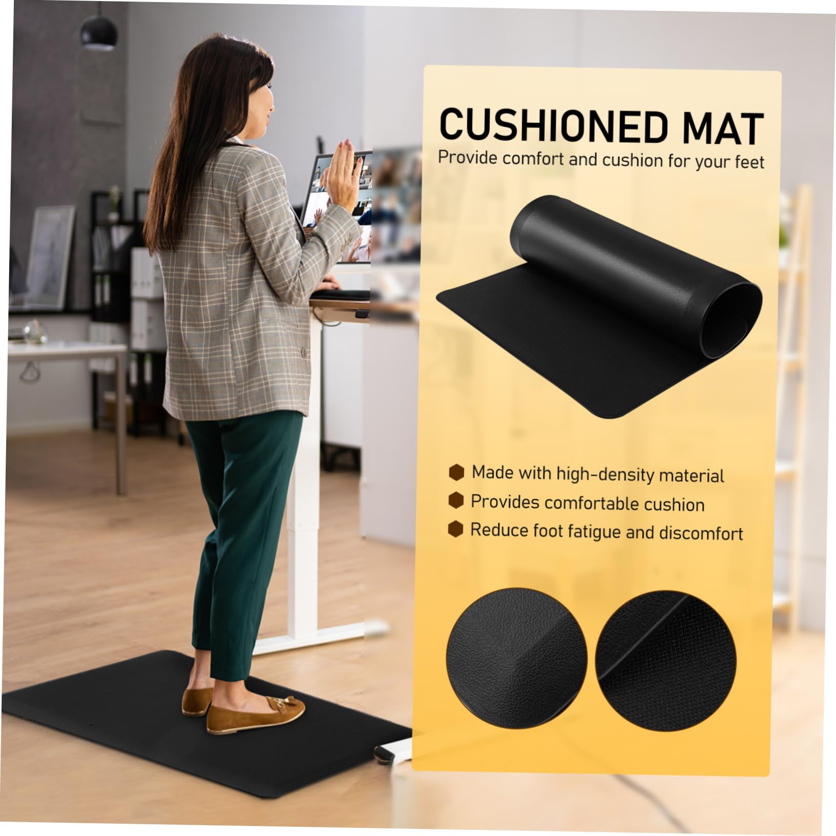 Tapis de cuisine antidérapant – Coussin de sol ultra fin et anti-fatigue pour la cuisine et le bureau, tapis de sol confortable pour de longues heures, facile à nettoyer et design élégant