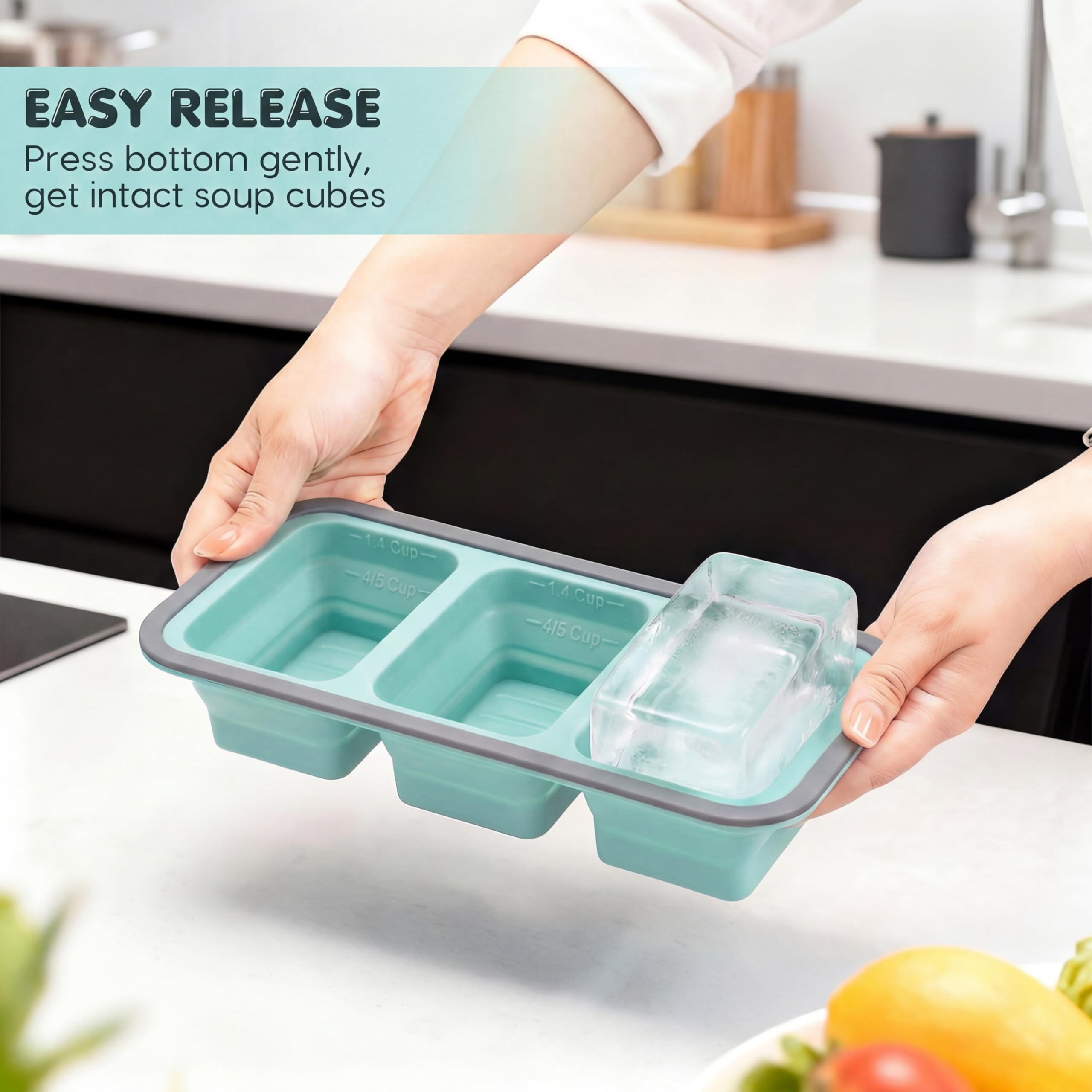 Silicone Soup Freezer Moulds with Lid, BPA-Free Soup Freezer Containers, 3 Ge, 29.5 x 14 x 6 cm - Image 6