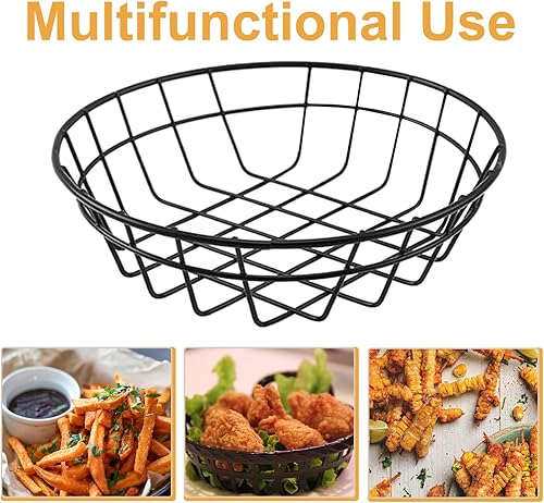 Miniatura 3 de DOITOOL 2 cestas de pan, cestas de alambre de metal ovaladas cromadas de 7.67 x 2 pulgadas, cestas de comida rápida para servir, contenedores de