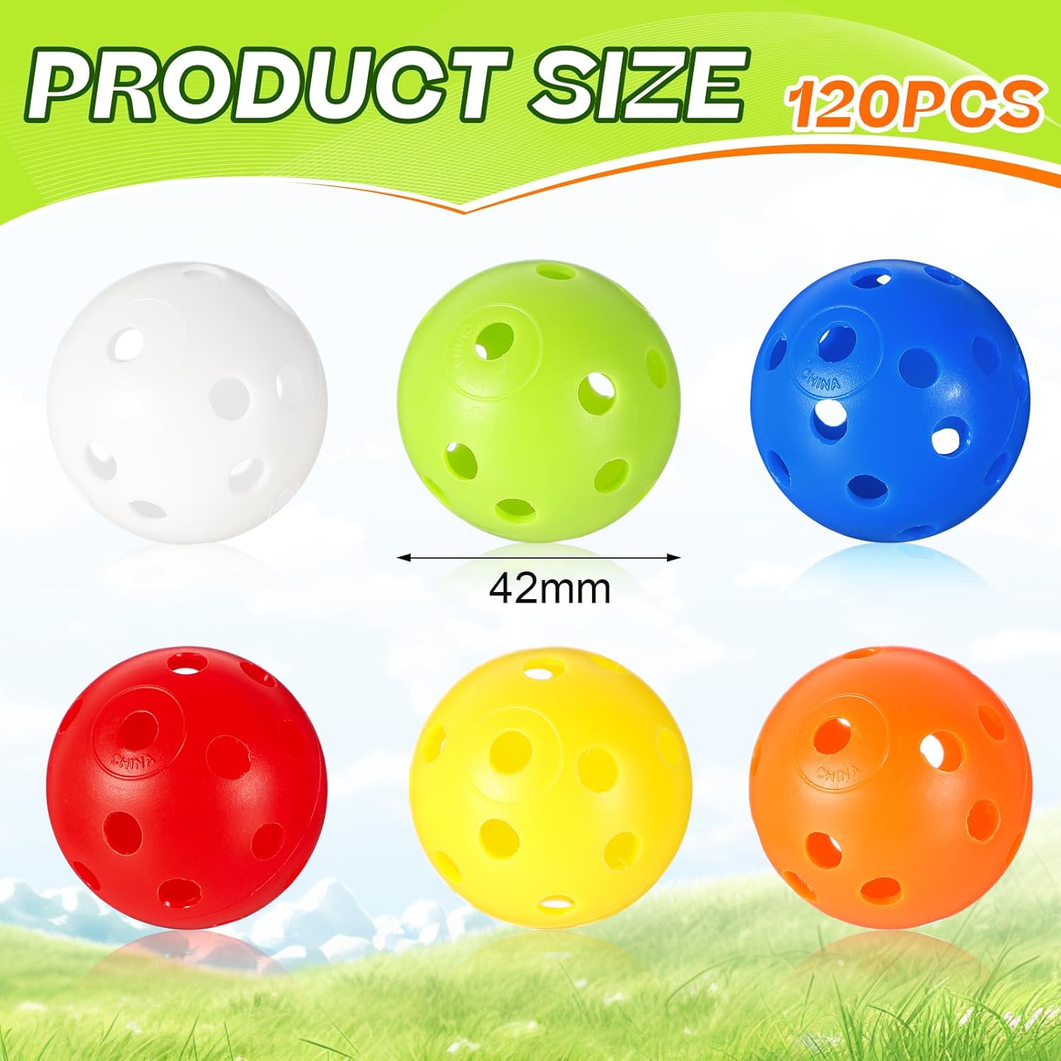 Tradder 120 Pcs 42mm Practice Golf Balls Hollow Sports Golf Training Balls Multicolor Plastic Golf Balls for Backyard Indoor Outdoor Driving Range Training Swing Practice - Image 2