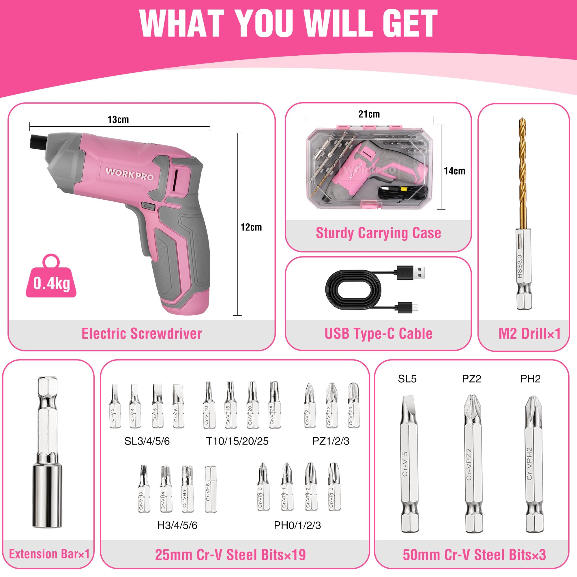 WORKPRO Powerful 3.6V Cordless Electric Eccentric Screwdriver Set including 240 RPM 7 Nm High-Torque Motor - Image 2