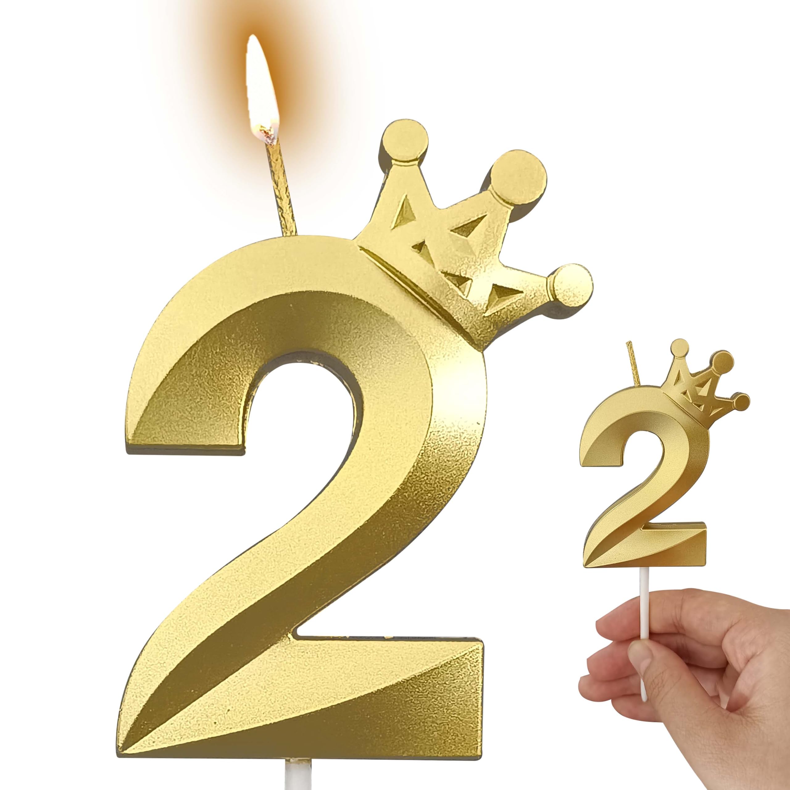 Amazon.com: The Gold Number 2 Birthday Candles for Cake is