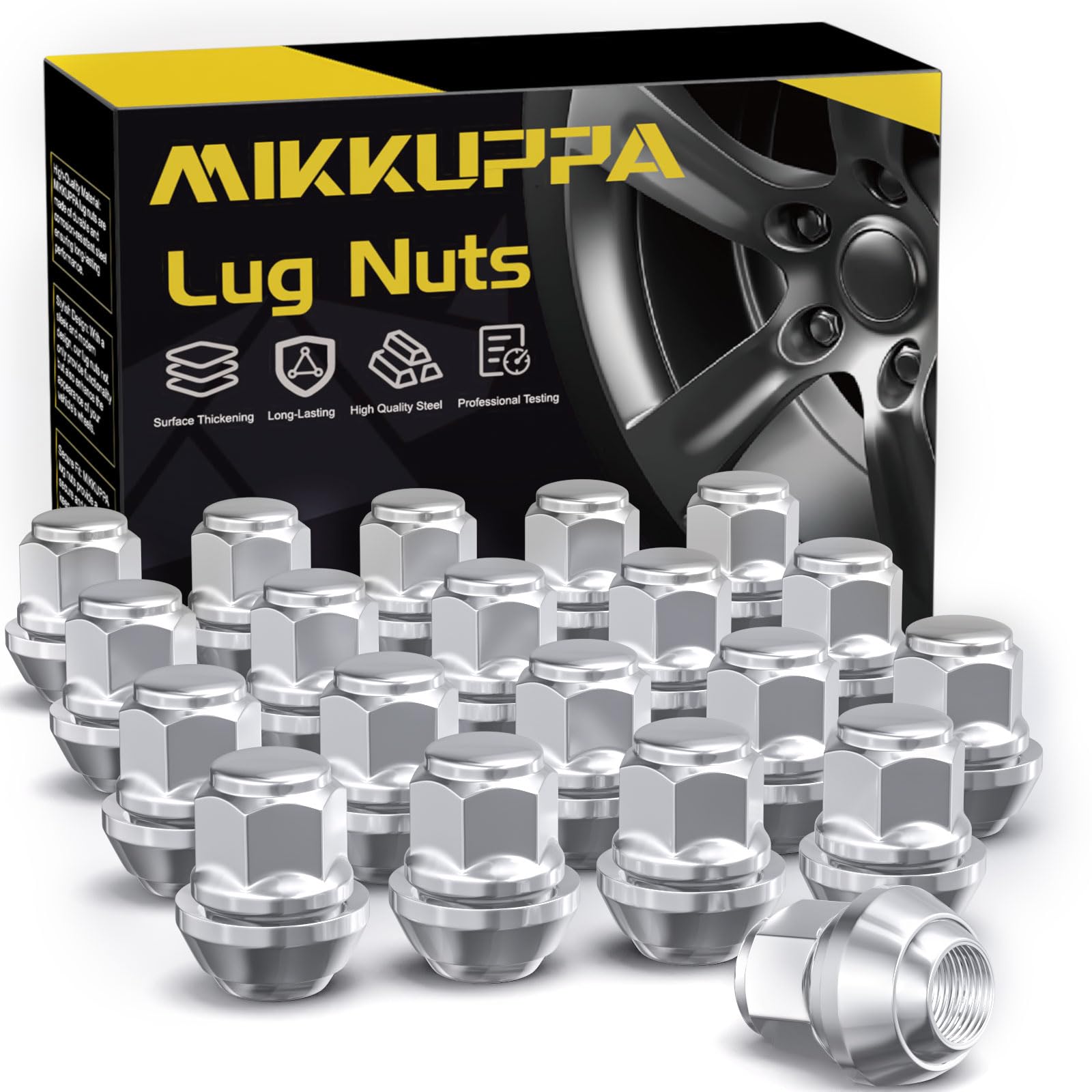 MIKKUPPA M12x1,5 Chrom Radmuttern SW19 20 Stück OEM Factory Style für meisten Ford Fiesta Focus Fusion Fabrik Räder Eichel Sitz Muttern geschlossenes Ende Lug Nuts