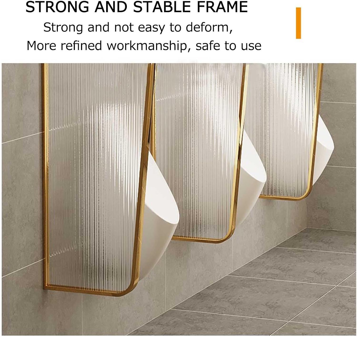 NEONMAN Urinal Partition Toilet Urinal Partition Men's Urinal Privacy Baffle Divider Wall-Mounted Urinal Partition Translucent Glass Panels Tempered Glass Used in Public Toilets and Bars(Gold,1PCS)