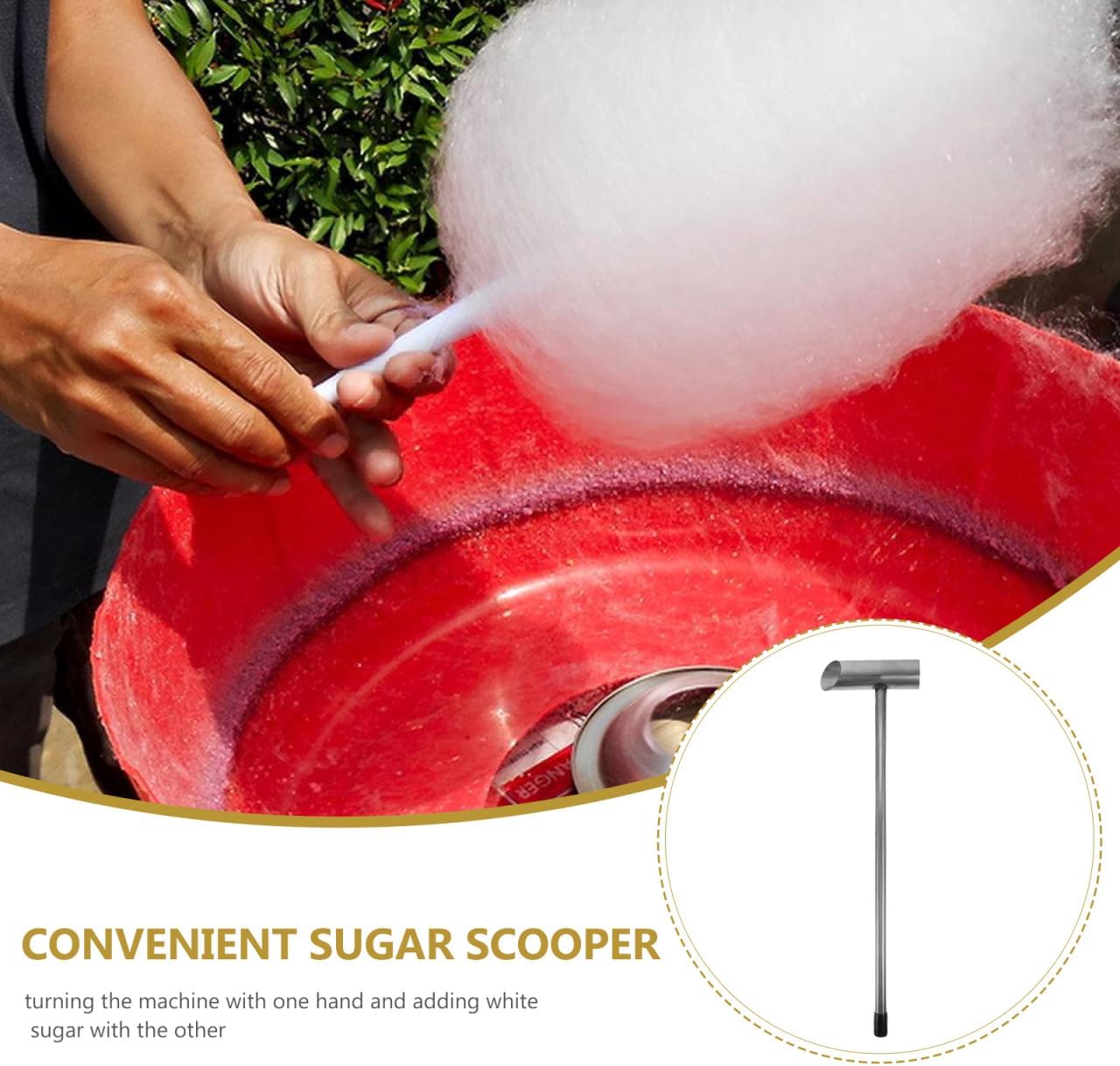 Luxshiny Stainless Steel Sugar Scoop 11.02 Inch Multi-Function Marshmallow Candy Scooper for Cotton Candy Floss Sugar Serving and Food Supply Set of 2
