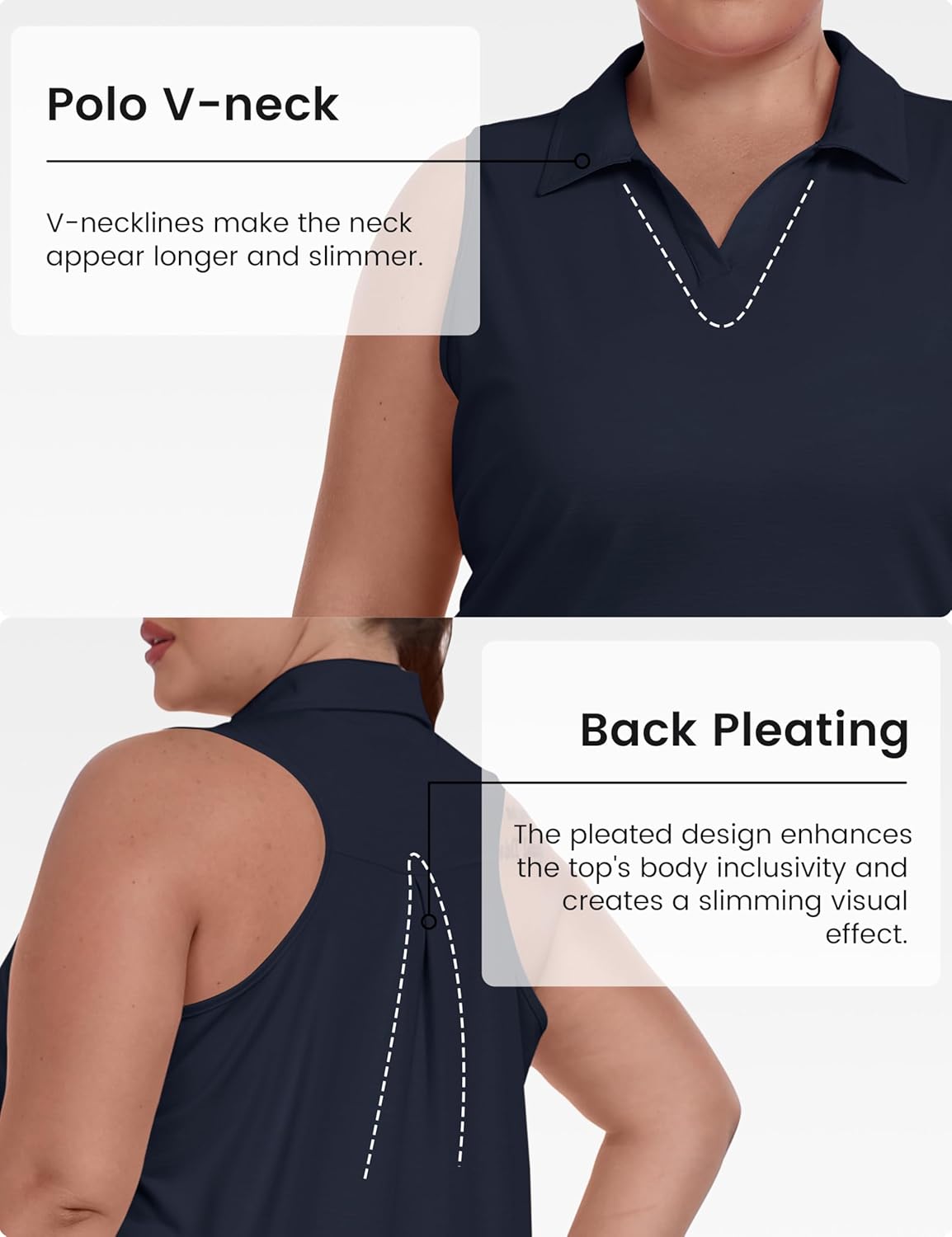 MoFiz Women's Plus Size Sleeveless Golf Polo Shirt Racerback V-Neck Oversized Golf Tops Summer Workout Collared Tennis Tops - Image 4