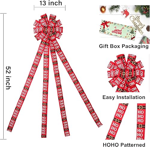 Miniatura 42 de Decoración para árbol de Navidad, lazo grande verde para árbol de Navidad, lazos de regalo de poliéster con puntos rojos y verdes, lazos de regalo