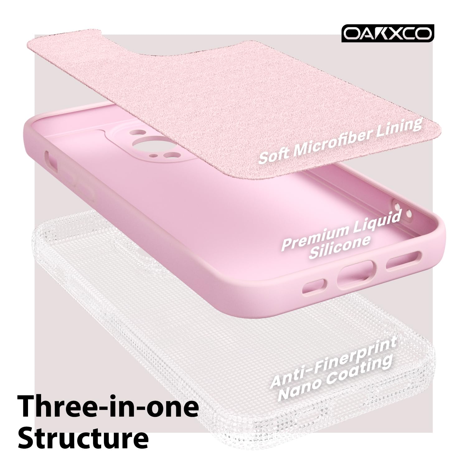 oakxco for iPhone 16 Pro Max Case Liquid Silicone, Soft Rubber Gel Elegant Aesthetic Basic Simple Cover, Cute Thin Slim TPU Matte Solid Color Plain Smooth Case for Women Girl, Light Pink — view 1459