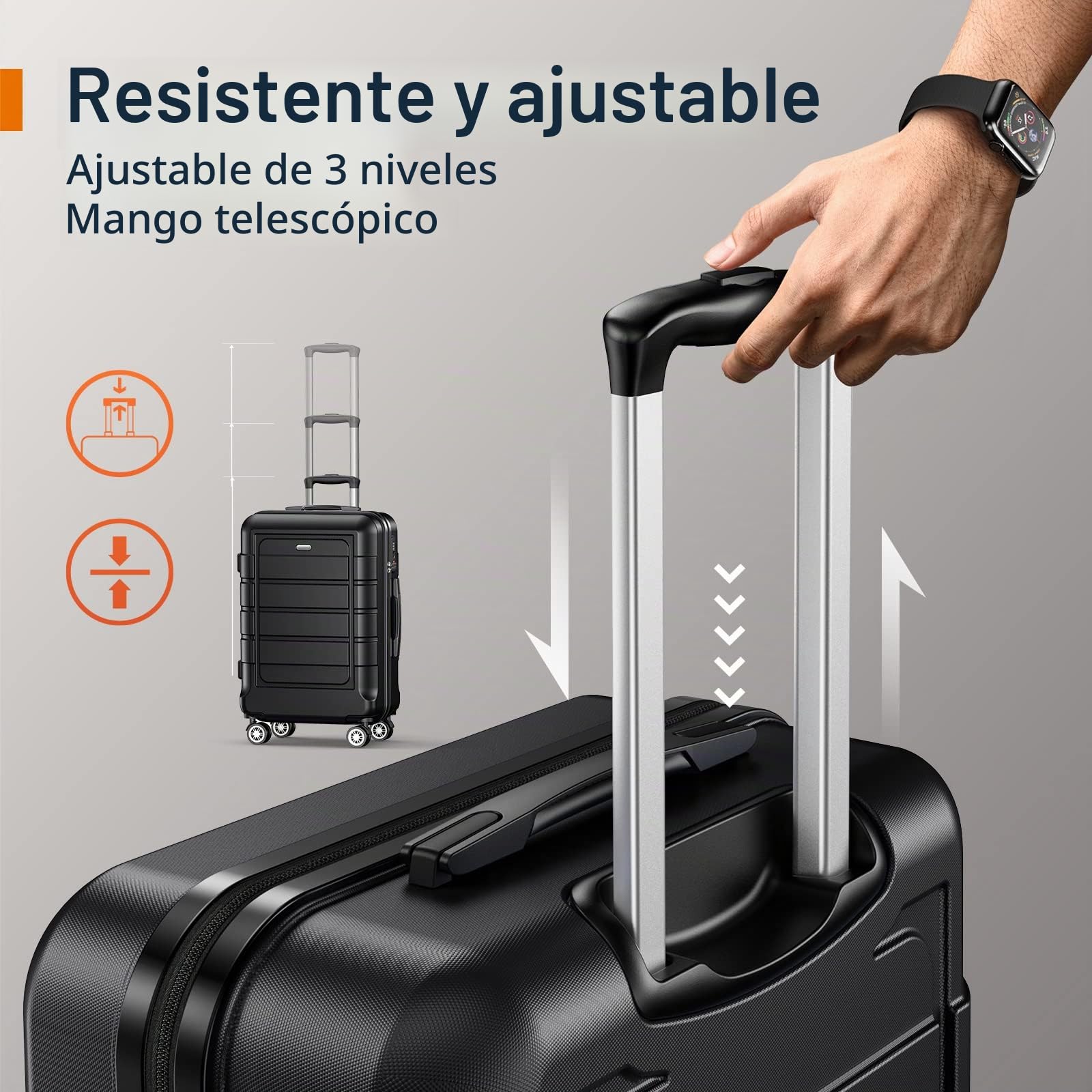 SHOWKOO Maletas de Viaje Medianas Rígidas 67cm ABS+PC Ampliable Maleta Trolley Cabina Ultraligera Duradero con 4 Ruedas Dobles Giratorias y Cerradura TSA, L - Negro