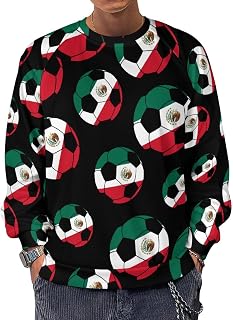 Mexico Soccer Men's Crewneck Sweatshirt Long Sleeve Casual Pullover Sweater T-shirt Lightweight Tops