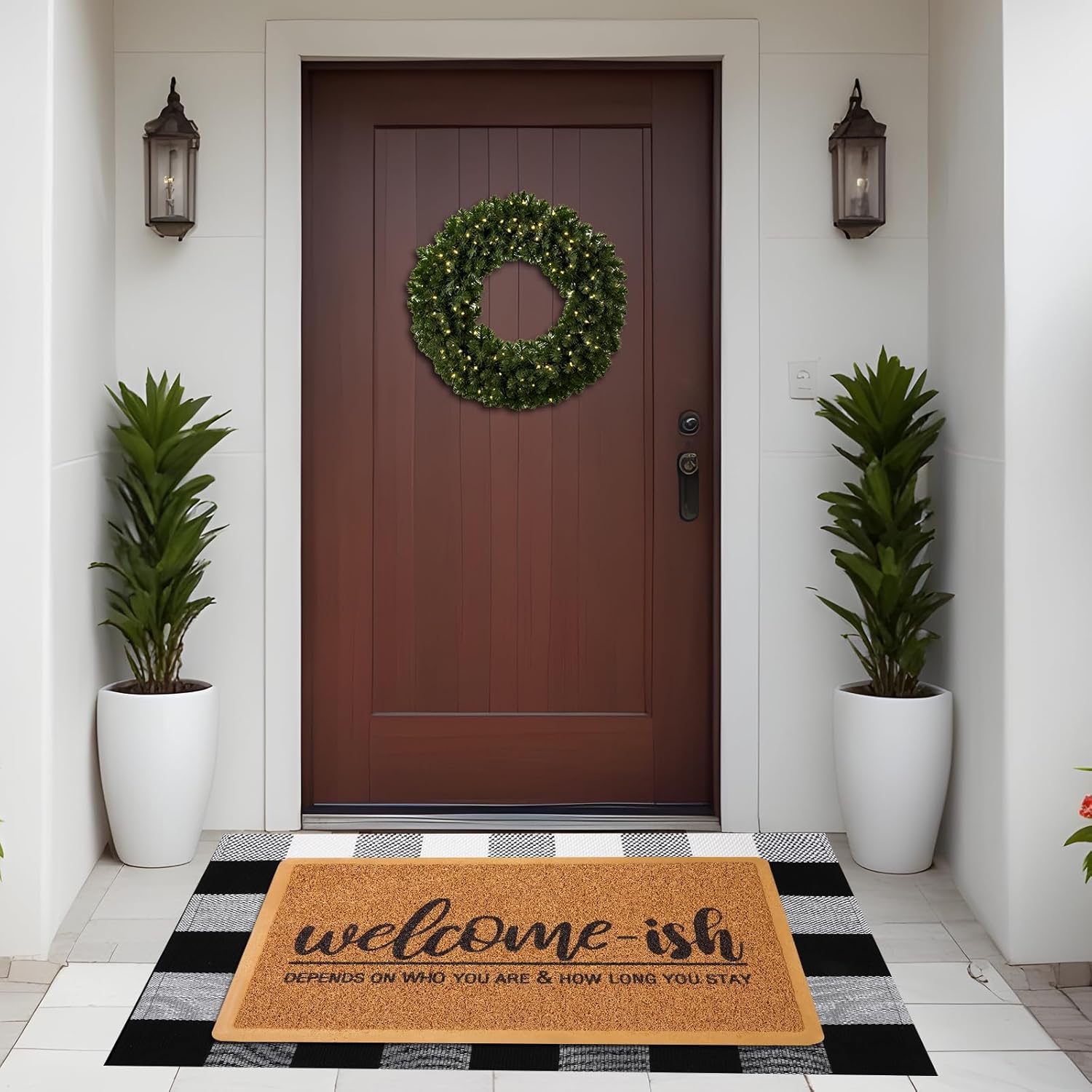 Black and White Check Rugs Welcome Mats, B574B