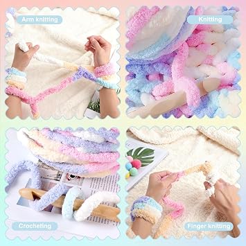 Chunky Yarn Super Chunky Yarn Fluffy Yarn Blanket Yarn Chunky Wool for Crochet-2x250g Soft Jumbo Yarn for Arm Knitting,Chunky Yarn for Crochet Blanket Cushion Pet Bed DIY Hand Knitting Craft