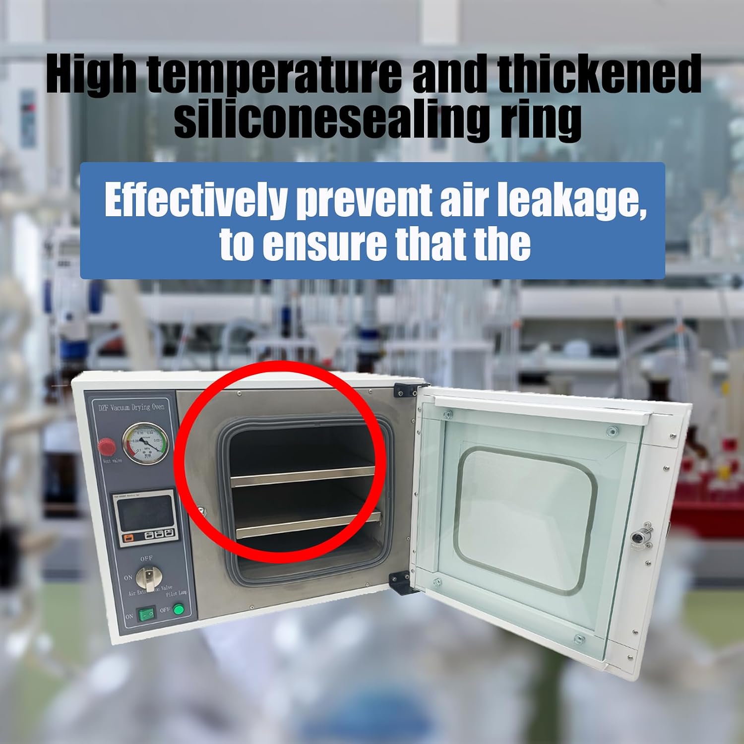 1.9 Cu ft Lab Digital Vacuum Drying Oven 50~200℃ Equipped with LCD Display Screen Heat Treat Oven Intelligent Dryer Adjustable Fan Speed 110V 1400W