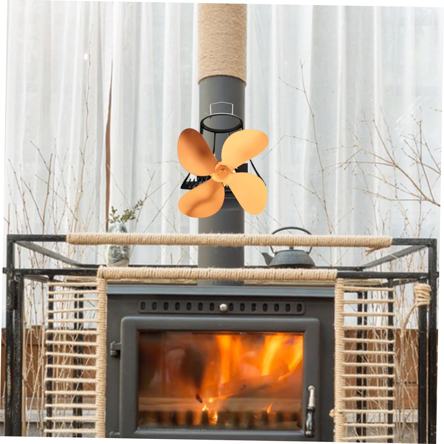 1pc Powered Stove Fan with Blades Efficiently Circulates Warm Air for Fireplaces Design Silent for