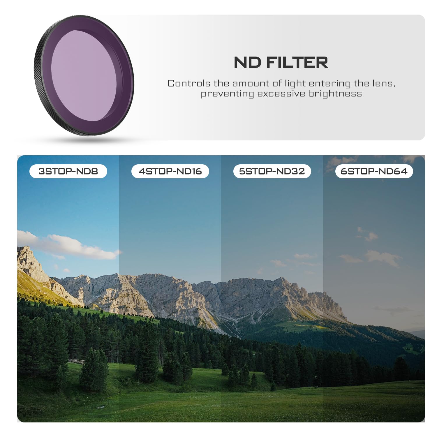 Freewell Confezione 3 Filtri Lenti Graduate ND, serie 4K, ND8-GR, ND16-4, ND32-8 Compatibili Con Osmo Action Camera (Non compatibile con l'Azione 4