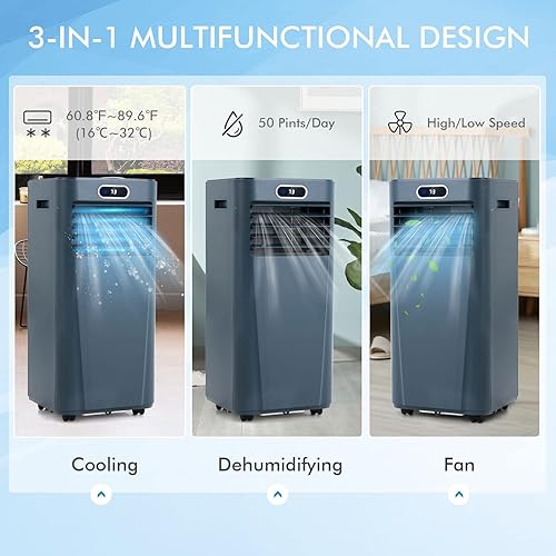Miniatura 4 de PETSITE Aire acondicionado portátil unidad de refrigeración de CA 3 en 1 deshumidificación función de ventilador y enfriador de aire control remoto
