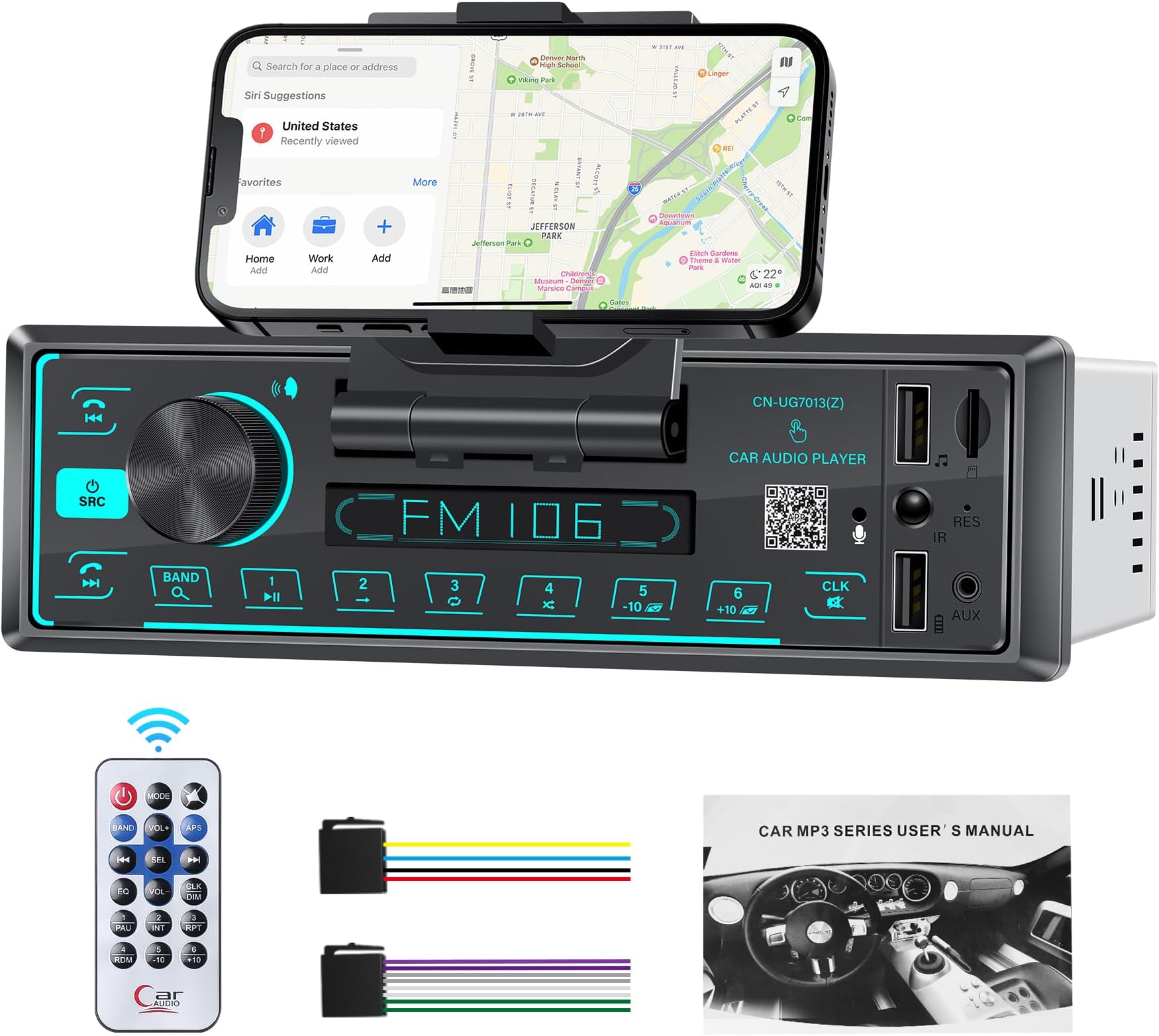 Autoradio Bluetooth, CENXINY FM 4x65W Radio para Coche Bluetooth 5.0