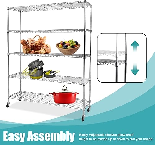 Miniatura 16 de BELANITAS Estantería de alambre de 4 niveles, estante de almacenamiento de acero, estante de almacenamiento de metal ajustable, estantes