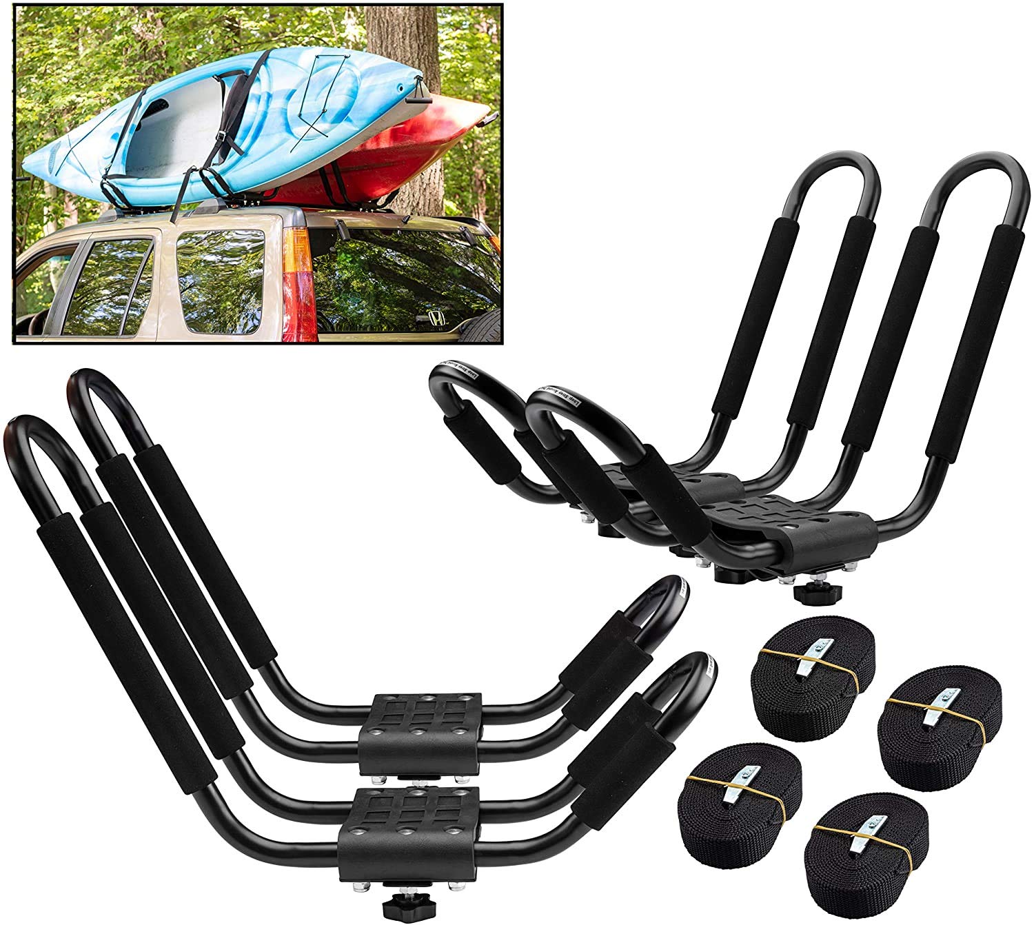 Buy uyoyous 4 Pack Universal Kayak Canoe Top Carrier Load 150lbs Canoe