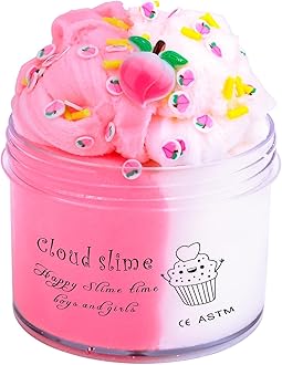 Fluffy Pink Cloud Slime, Super Soft Cloud Slime Toy for Girls Boys, Educational Stress Relief Toys for Kids Party Favors, Classroom Rewards and Valentine's Day Gift 200ML
