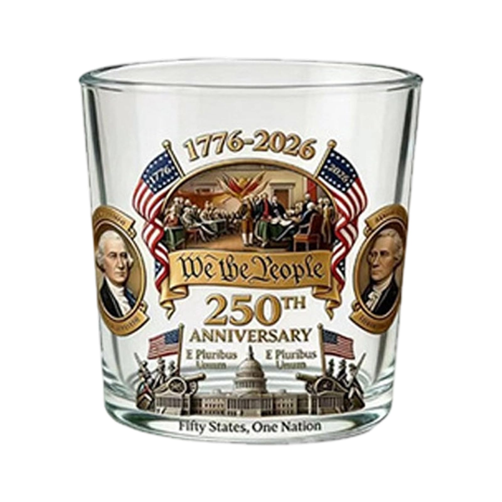 ZEPFJHE Distinctive Historical Collectible Item 250Th Anniversary of Independence Glassware Incised Nationalistic Wine Glass
