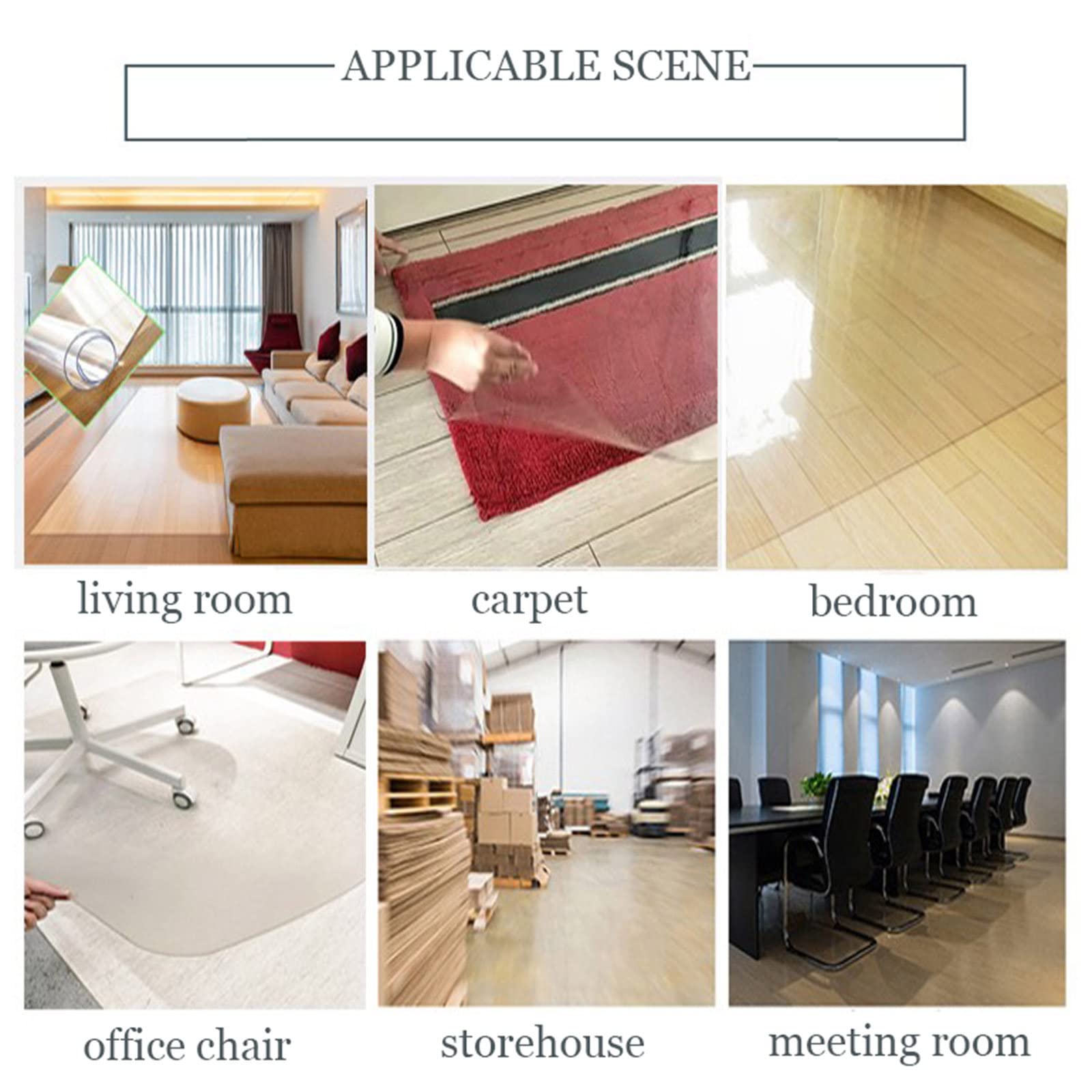 Tapete transparente para silla, 90 x 120 cm, protector de suelo de PVC antideslizante para madera dura y alfombra, tapete transparente para escritorio de oficina, ideal para uso en casa y juegos (39.4