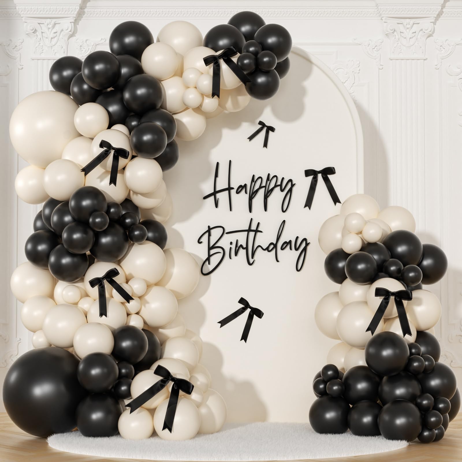 Black and Sand White Balloon Arch Kit