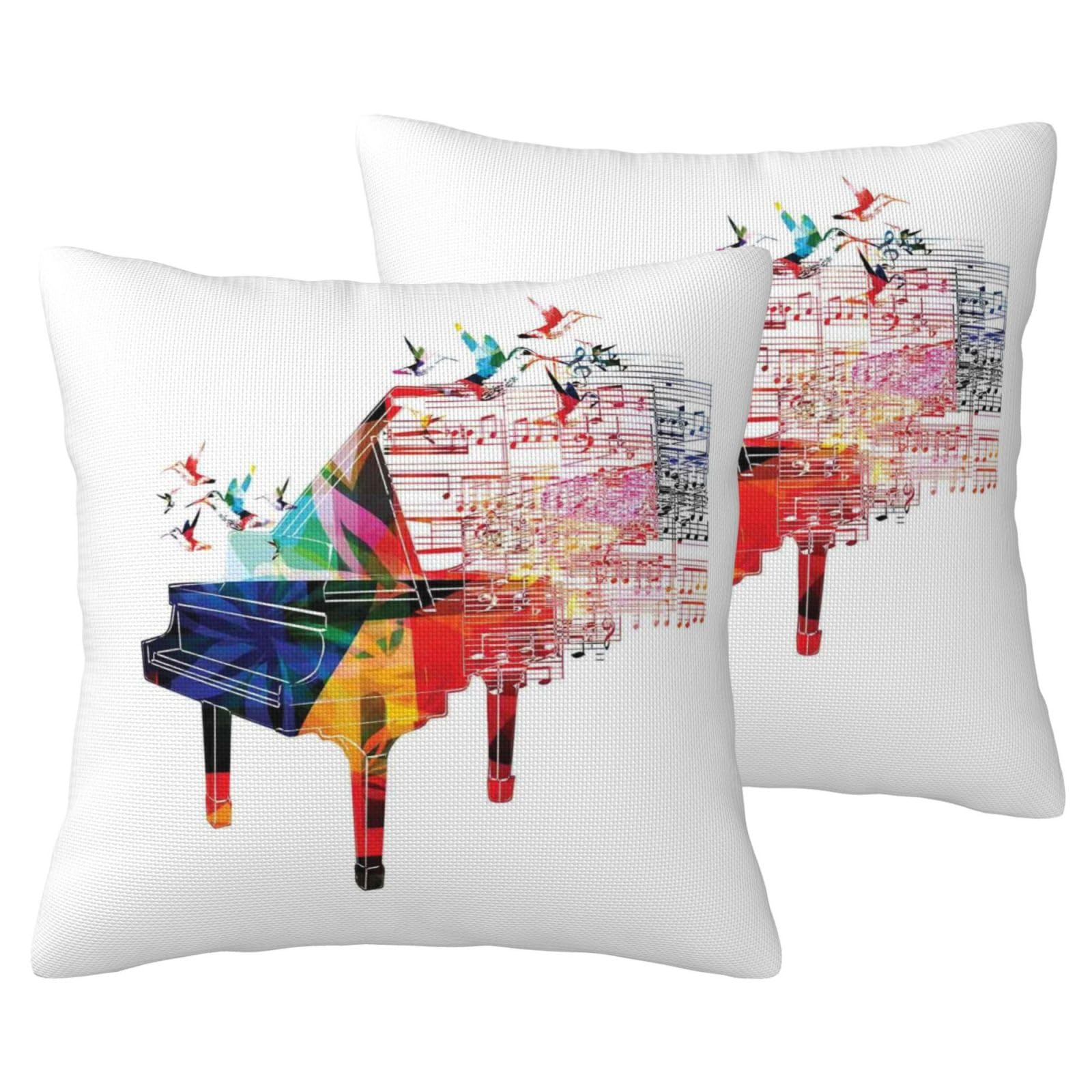 Housse de coussin piano coloré en imitation lin lot de 2 pour la décoration du salon