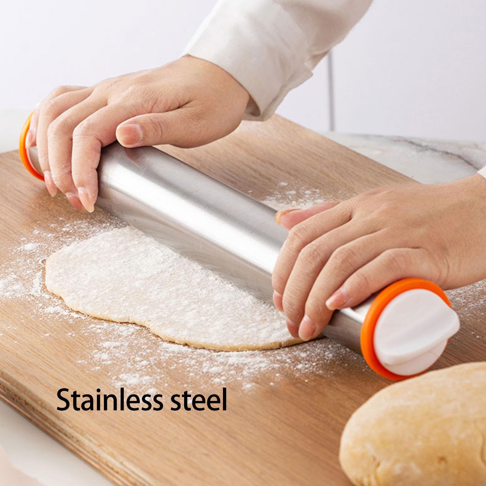 Rodillo de acero inoxidable ajustable, control de grosor de masa de precisión, utensilio de cocina para hornear pan, pasteles y pastelería, resistente al óxido, fácil de usar