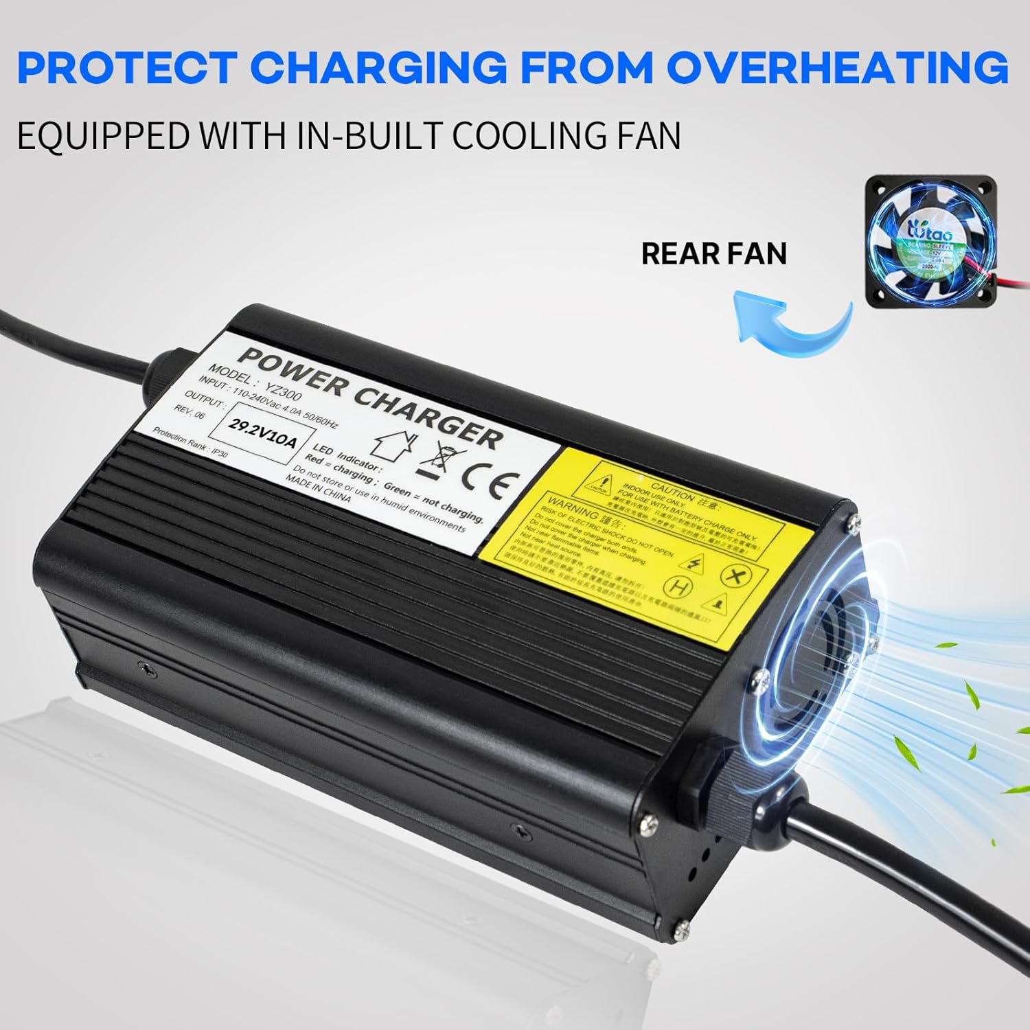 29.2V 10A LifePo4 Battery Charger with Anderson Plug for 24V 8S Lithium Battery Charger for 24V LiFePO4 Deep Cycle Rechargeable Batteries