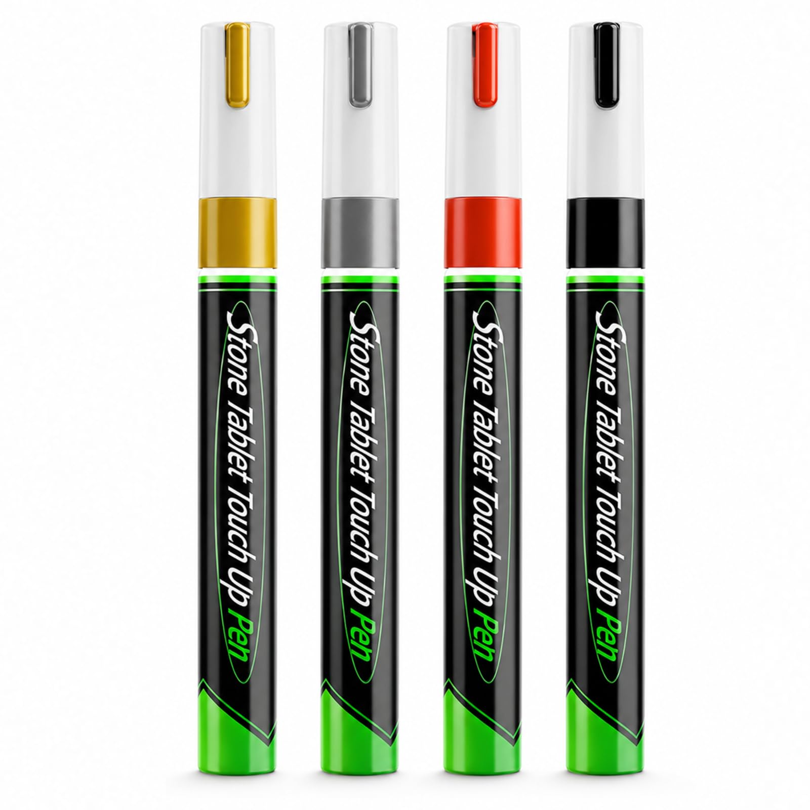 Tbczvx 4pcs Gravestone Marker Pens, Restoring Faded Gravestone Inscriptions, Professional Monument Maintenance Tools, Stone Surface Marking Pens, Set of Four Pens in Gold, Silver, Red and Black