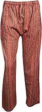 Mogul Interior Womens Bohemian Pants Trousers Stonewashed Cotton Yoga Pajamas S/M Red