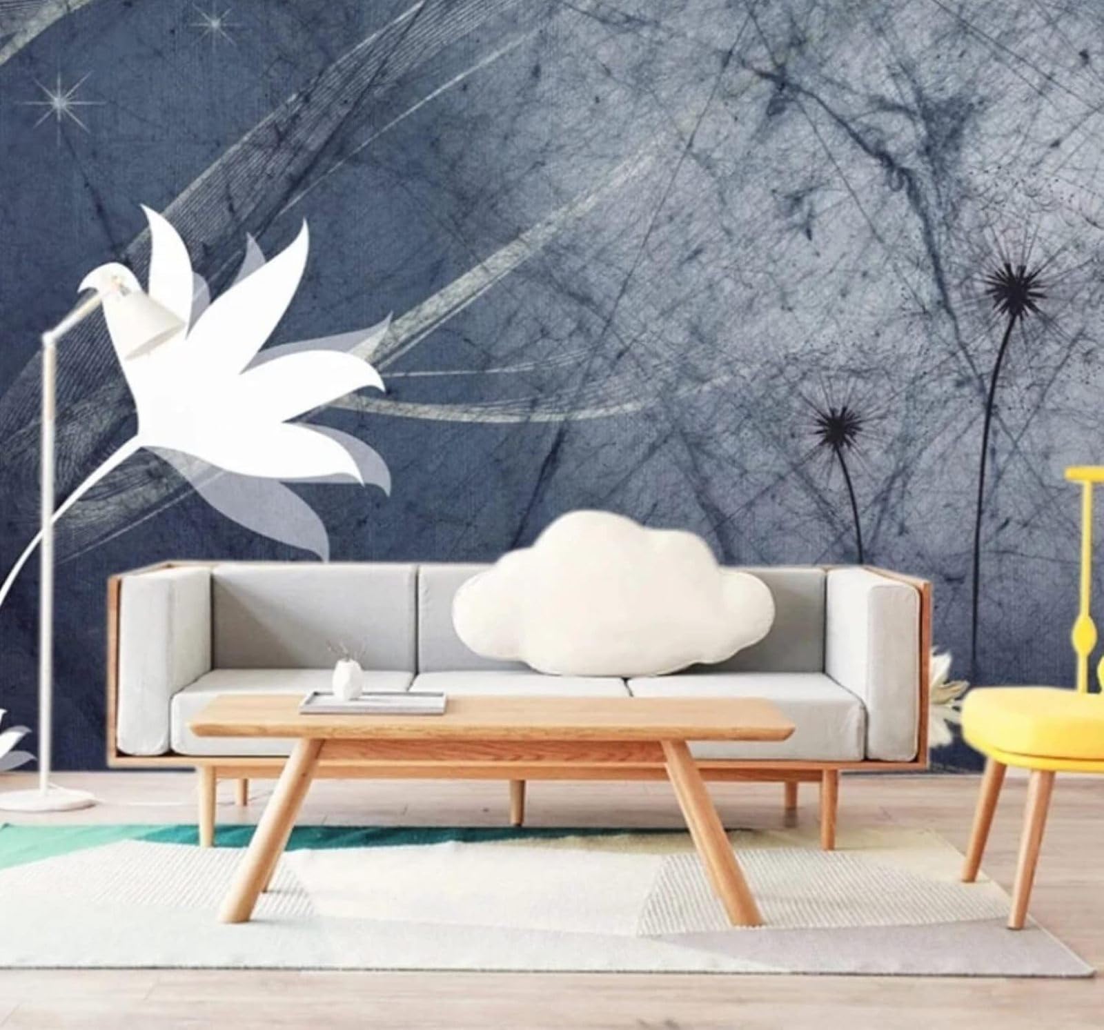 XLMING Abstract Retro Hand Drawn Flowers Swans 3D Wallpaper Luxury Home Dining Decor Paste Sofa Living Room The Wall for Bedroom Mural-350cm×256cm