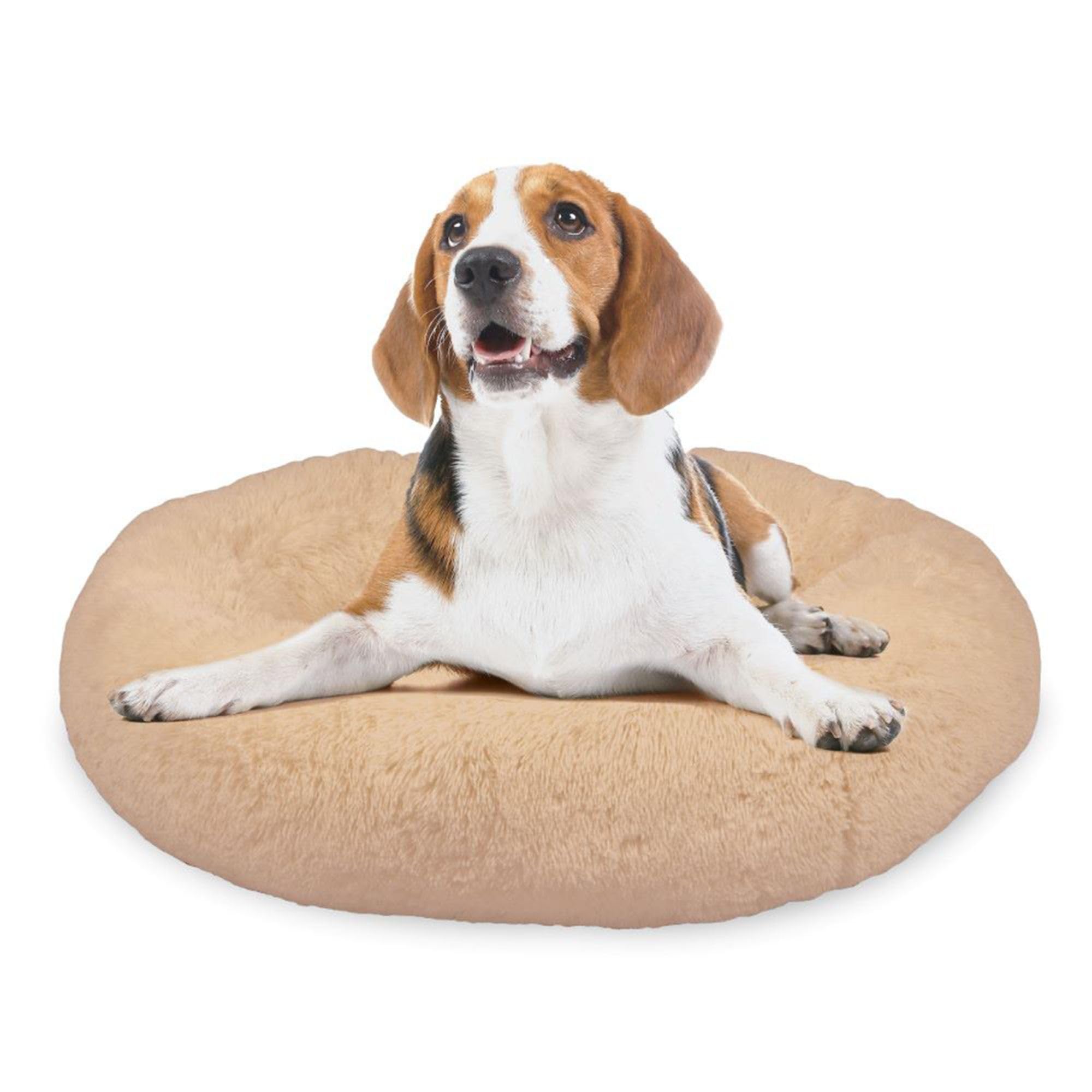 Mediashop Peaceful Pooch M - Flauschiges Hundebett & Katzenbett - gelenkschondendes Hundekissen - waschbarer Bezug - Hundekörbchen - Donut Kissen für Hunde & Katzen