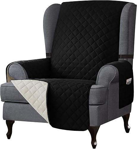 Vista 260 de Chun YI. - Funda reversible para sofá, funda para sillón, fácil de instalar, lavable, cubiertas para sala de estar. Negro