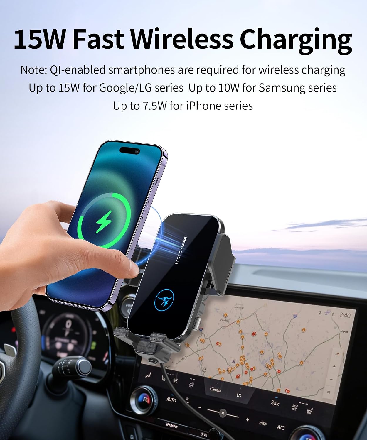 15W Wireless Fast Charger for Lexus NX/NX Hybrid 2022-2026 Accessories 14 inch Screen Fixed Clip, Interior Decoration Mobile Phone Mount, Vehicle-Specific Custom Mount