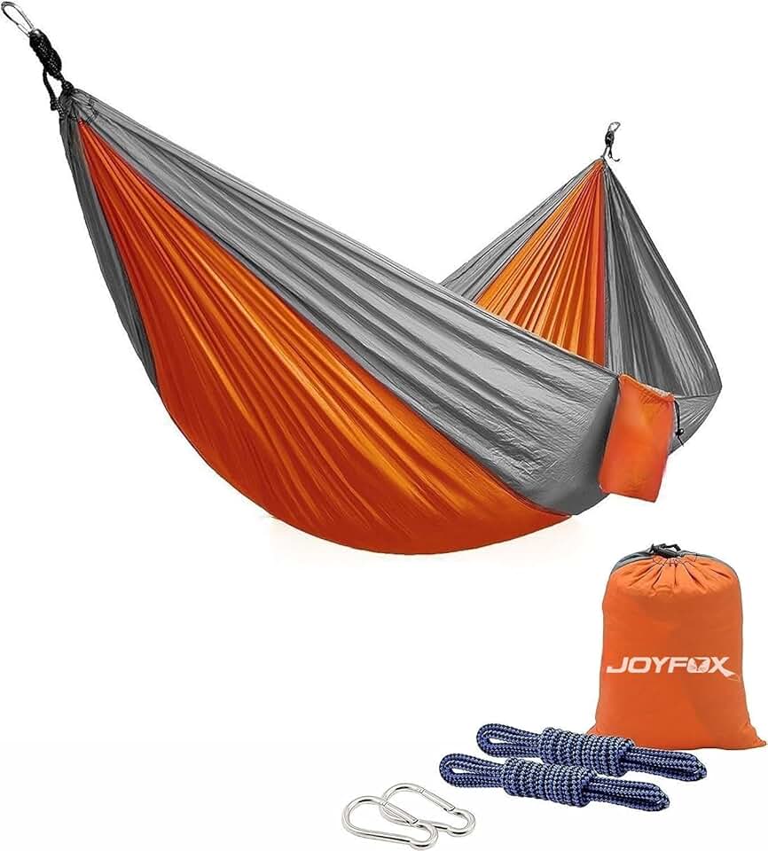 JOYFOX Rede De Dormir Camping Construção Rápida, Portátil Dobrável Rede de Árvore Acampamento (Médio Laranja)