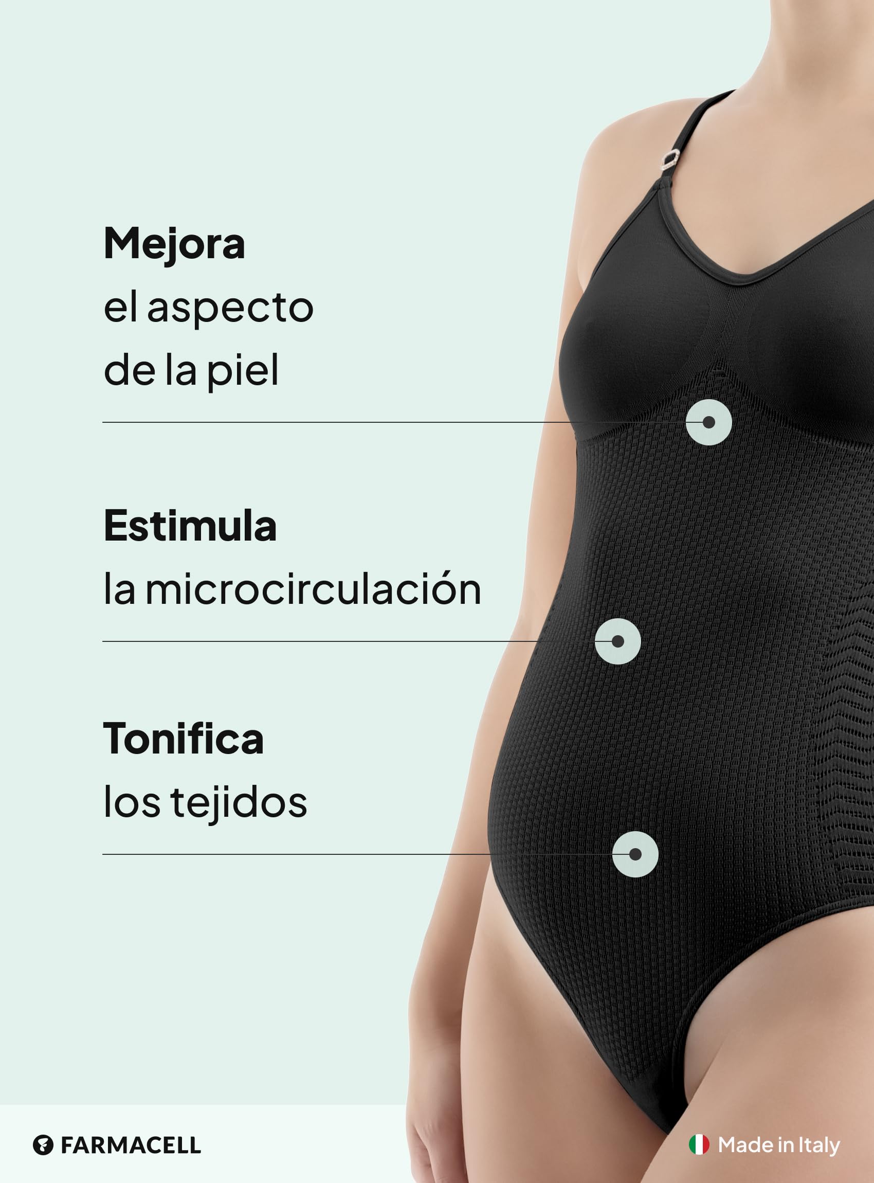 Farmacell Body Moldeador Mujer Anticelulitis Masaje y Efecto FIR, Made in Italy, 1108