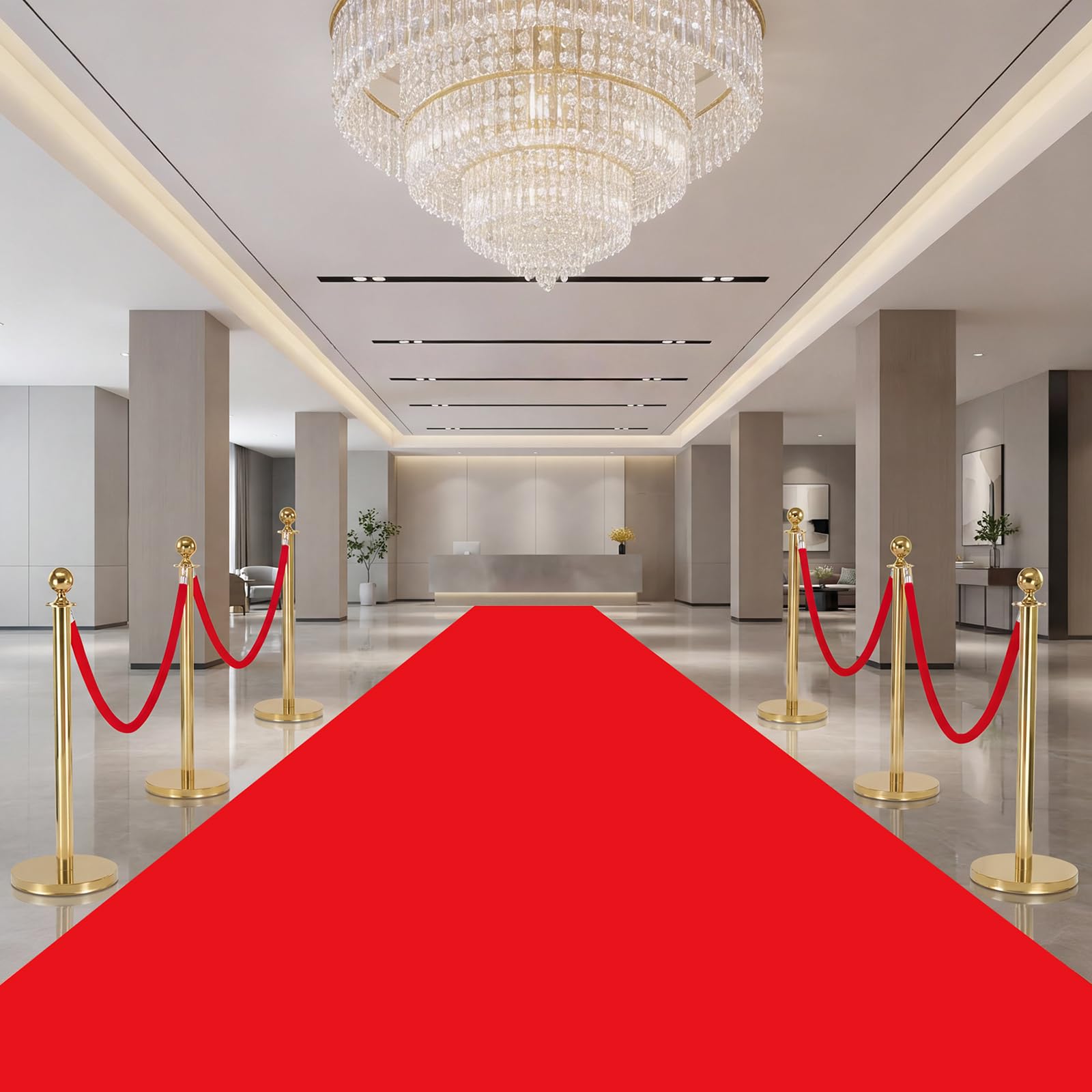 VEVOR Corde per Pali di Controllo della Folla da 1,5 m in Velluto Rosso con Ganci Argentati, 4 Pezzi, Cordoni per Barriere di Sicurezza per Eventi su Cinema, Grandi Inaugurazioni, Hotel, Feste