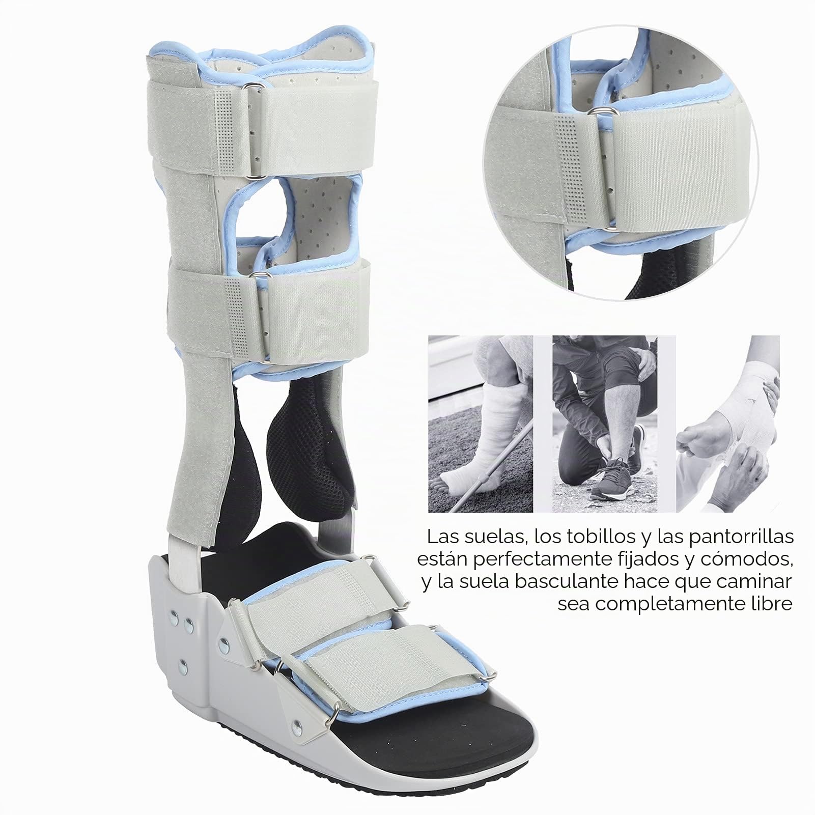 Haowecib Bota de Caminar ortopédica, Bota de Protección contra la Fractura de Tobillo Transpirable y Ajustable, férula de Caminar neumática Cómodo con Diseño de Punta Abierta para