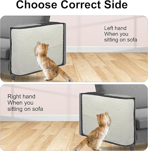Miniatura 5 de Protector de sofá de tamaño grande para gatos, protector de sofá de sisal de 27.5 x 19.6 pulgadas, protector de sofá de sisal para gatos y perros