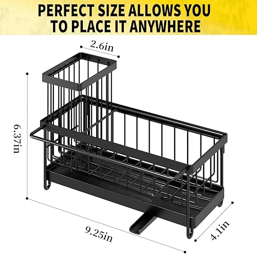 Miniatura 6 de Soporte de esponja para fregadero de cocina, drenaje automático para fregadero de cocina, organizador de esponja de acero inoxidable con estante