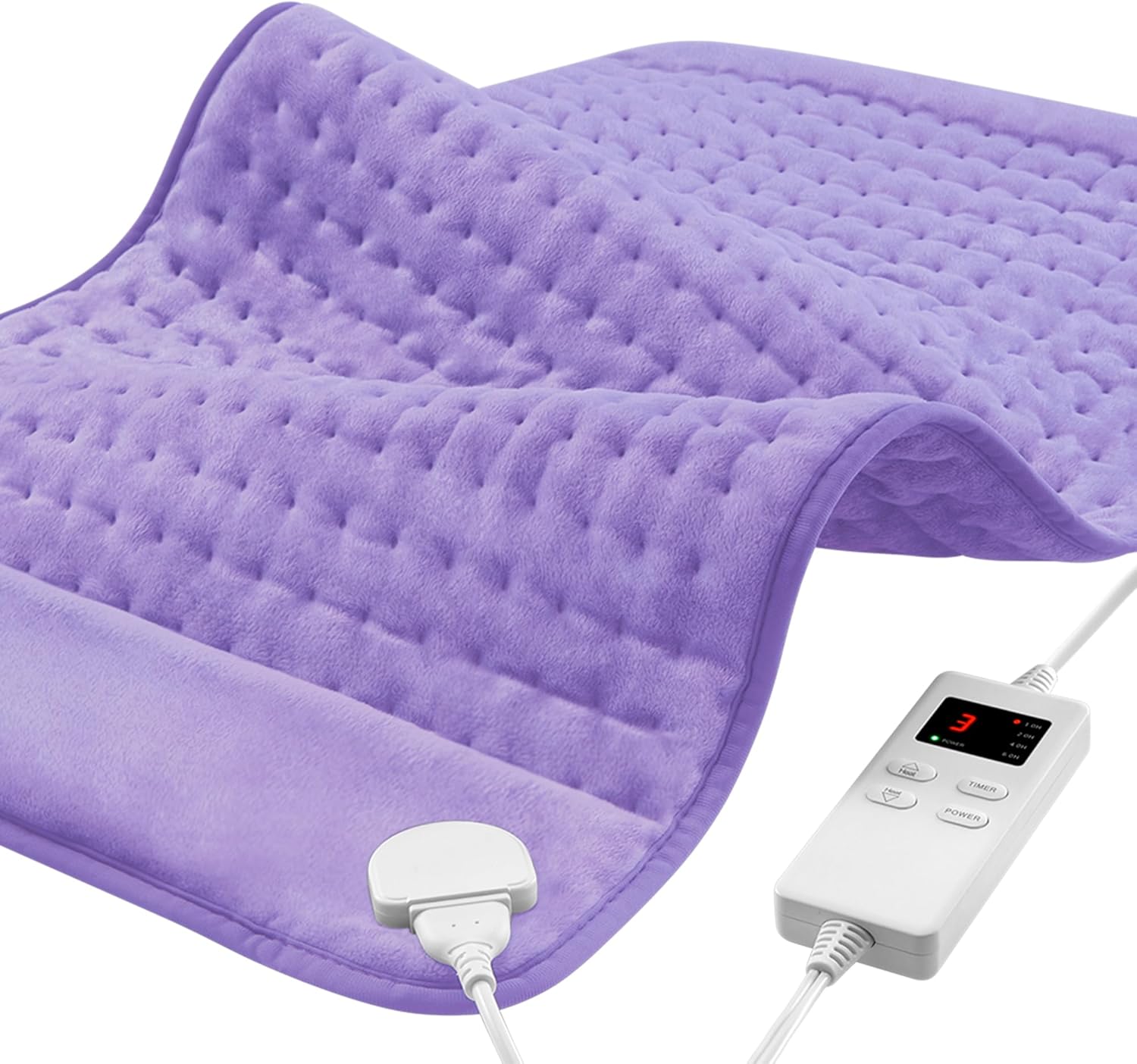 Heating Pad for Back, Large Heating Pads for Body Muscle Pain Cramps Relief, 6 Heat Settings Machine Washable Electric Heating Pad, Birthday Christmas Gifts for Women Mom Purple 12" x 24"