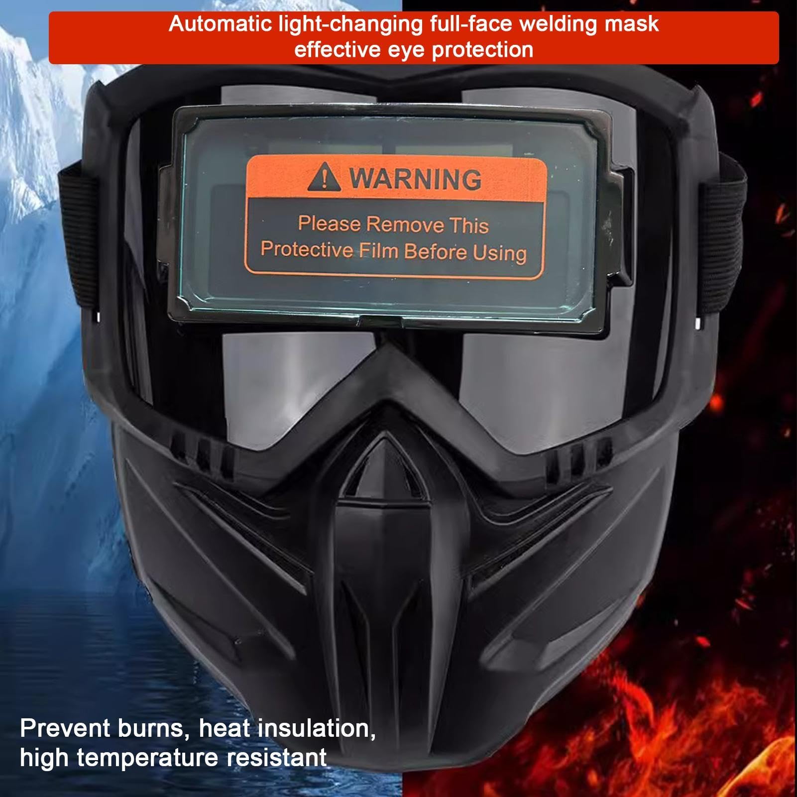 Kask spawalniczy z automatycznym przyciemnianiem, antyodblaskowy, osłona na całą twarz, do prac spawalniczych, odporne na wysokie temperatury, regulowane wygodne dopasowanie, sprzęt bezpieczeństwa do