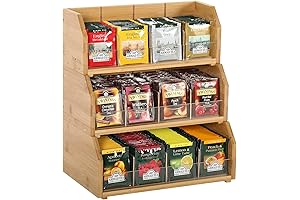 3-Layer Bamboo Teabag Organizer Storage Holder