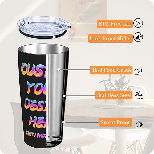 Miniatura 6 de Vasos personalizados con tapas y pajitas, tazas de café personalizadas para automóvil, añade tu diseño, imagen, logotipo, texto, vaso personalizado,