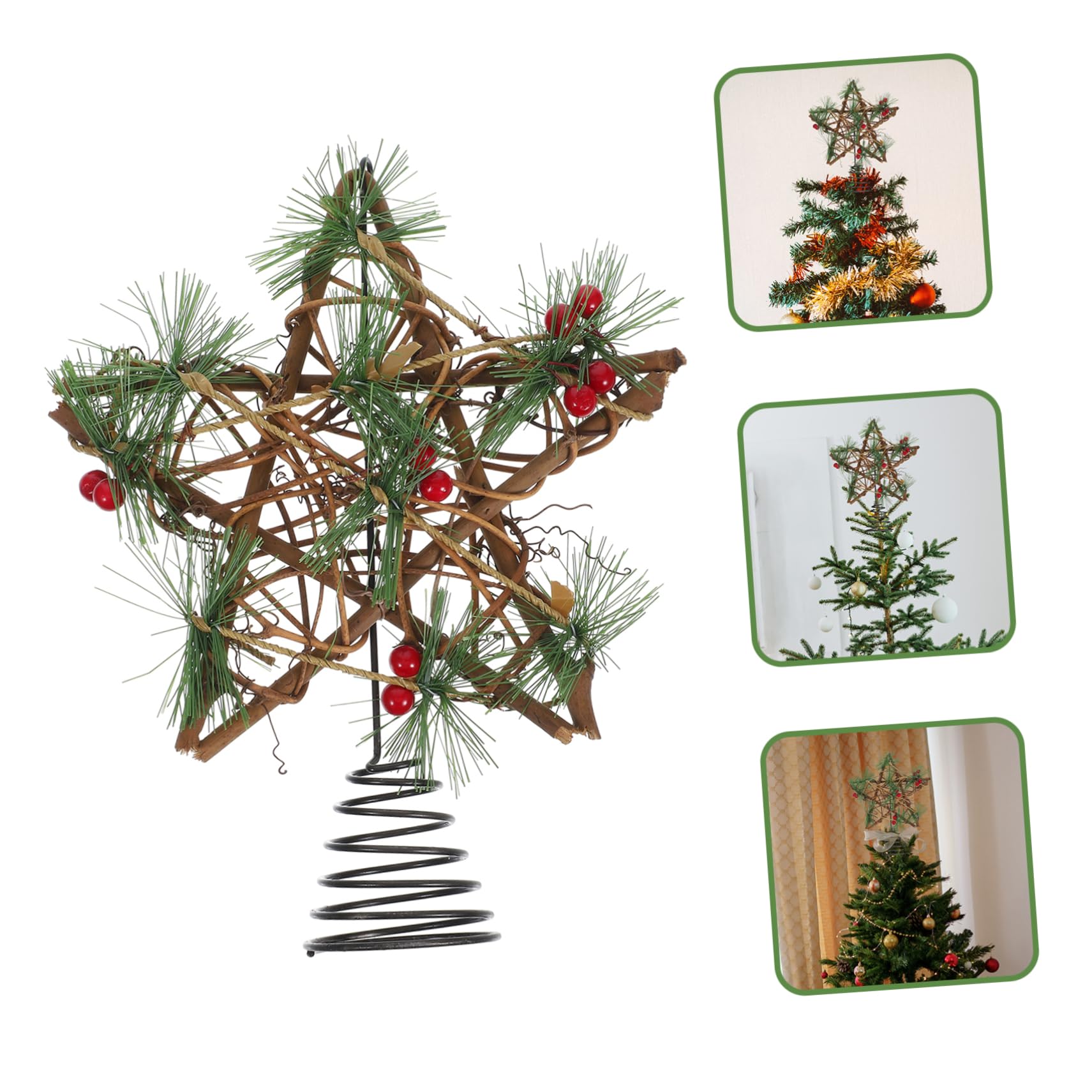 PRETYZOOM 3St weihnachtsbaumspitze Stern Weihnachtsbaum Spitze Stern Christbaumspitze Baumspitze aus Weidengeflecht weihnachtsbaumspitze Glitzern Topper Baumspitze Ornament Eisen