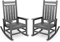 Vista 23 de SERWALL - Juego de 2 sillas mecedoras de exterior de gran tamaño, balancín de HDPE para adultos, sillas mecedoras de patio para porche, Aruba