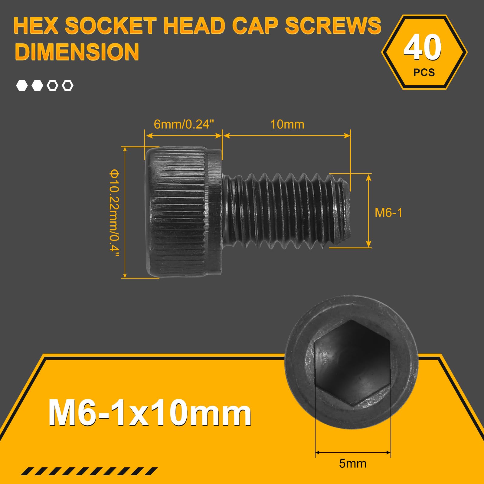 DTGN M6-1x10 Socket Head Cap Screws Bolts, 40Pack, Good for Road Bicycle Mountain Bike, Auto, Motorcycle - Image 2